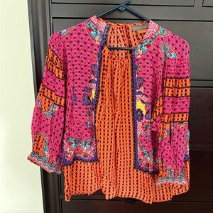 Colorful Women's Blouse with Floral Accents